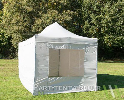 Easy up tent 3x4,5 meter voorkant schuin huren - Partytentverhuur Nederland