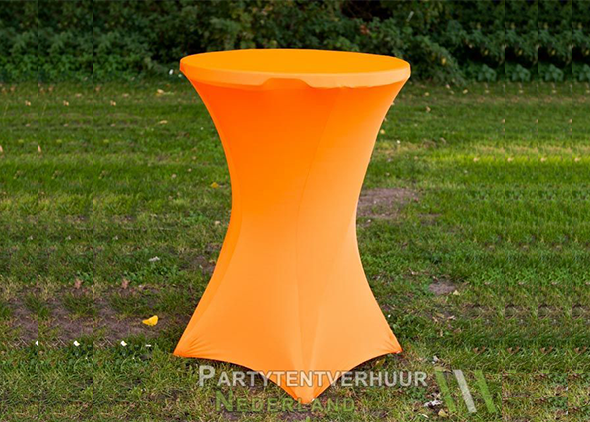 Statafel met rok oranje huren - Partytentverhuur Nederland