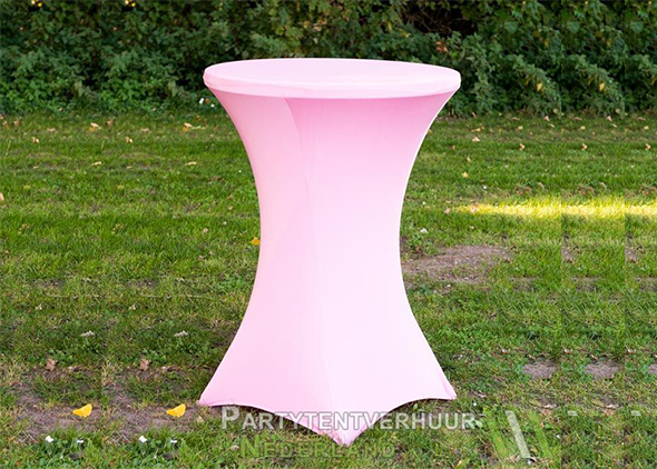 Statafel met rok roze huren - Partytentverhuur Nederland